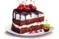Food dessert background slice delicious cake chocolate plate cream sweet fresh fruit cherry pastry