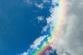 Piece of picturesque multicolored rainbow on the romantic sky