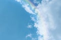 Piece of picturesque multicolored rainbow on the romantic sky