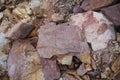 Piece of Pink Arkose Sandstone rock on nature background.