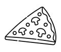 Piece of pizza black line illustration