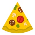 Piece of pizza with sausage icon isolated Royalty Free Stock Photo