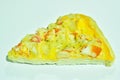 Piece of pizza topping seafood and cheese on white background Royalty Free Stock Photo