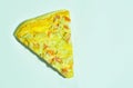 Piece of pizza topping seafood and cheese on white background Royalty Free Stock Photo