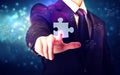 Piece of puzzle with businessman Royalty Free Stock Photo