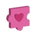 Piece of the puzzle. Pink puzzle with heart isolated on a white background. Royalty Free Stock Photo