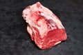 Piece of raw beef meat on a gray background Royalty Free Stock Photo