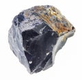 piece of raw black Flint stone on white