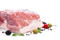 Piece raw meat with decor from on side Royalty Free Stock Photo