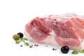 Piece raw meat with decor from on side Royalty Free Stock Photo