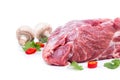 Piece raw meat with decor from on side Royalty Free Stock Photo