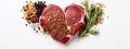 A piece of raw meat in the shape of a heart. Generative AI,