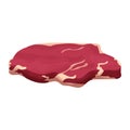 Piece of raw meat, slice of beef, chopped isolated on white background. Portion product, ingredient. Meal, design