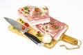 Piece of raw pork belly, fresh meat for cooking. Studio Photo Royalty Free Stock Photo