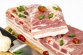 Piece of raw pork belly, fresh meat for cooking. Studio Photo Royalty Free Stock Photo