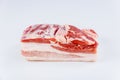 Piece of raw pork belly isolated on white background Royalty Free Stock Photo