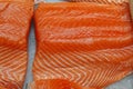 A piece of red fish close-up. Sectional salmon