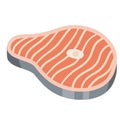 Piece of red salmon fish meat with pink stripe. Raw Seafood. The cut off part