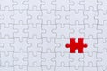 Piece of Red and White jigsaw puzzle. teamwork concept.  symbol of association and connection. business strategy Royalty Free Stock Photo