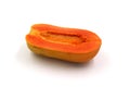 piece of ripe papaya on white background