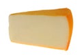 Piece of Saint-Paulin cheese close-up on white background