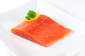 Salmon Fillet with Lemon and Parsley on Plate