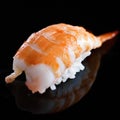 A piece of shrimp nigiri sushi on black background Royalty Free Stock Photo
