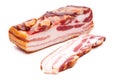 A piece and a slice of bacon isolated on white background Royalty Free Stock Photo