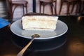 Piece of souffle cake on white plate Royalty Free Stock Photo