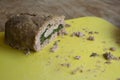 piece of the spinach meatloaf cut half Royalty Free Stock Photo