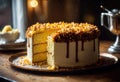 Piece of sponge cake on a plate