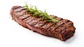 A piece of steak with a sprig of rosemary