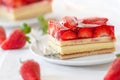 Piece of Strawberry Cake on a white plate Royalty Free Stock Photo