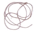 Piece of Tangled Jute String on a White Background.