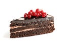 Piece of tasty homemade chocolate cake with berries Royalty Free Stock Photo