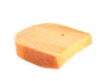 Piece of tasty mimolette cheese on white Royalty Free Stock Photo