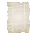 Piece of torn newspaper isolated on white background. Old grunge newspapers textured paper collection