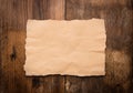 Piece of torn paper on old grunge wood Royalty Free Stock Photo