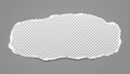 Piece of torn, white squared realistic paper with soft shadow is on dark grey background. Vector illustration Royalty Free Stock Photo