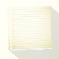 Piece of torn yellow lined notebook paper on light background Royalty Free Stock Photo