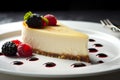 A piece of Torta de Ricota, or Ricotta cheesecake. AI generative. Royalty Free Stock Photo
