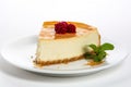 A piece of Torta de Ricota, or Ricotta cheesecake. AI generative. Royalty Free Stock Photo