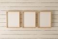 3-piece tree frame mockups, realistic design, 3d rendering, poster mockups
