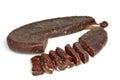 Piece of turkic summer sausage (Sucuk)