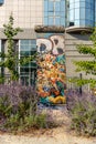 Piece of the wall of Berlin in front of the European Parliament Royalty Free Stock Photo