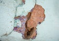 Piece of wall with layers of paint deteriorated by the passage of time.