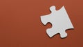 A piece of white jigsaw puzzle on a red background with copy space Royalty Free Stock Photo