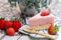 fresh strawberry pink cake Royalty Free Stock Photo