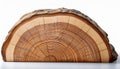 Piece of wood in cross section with texture pattern isolated on white background. Natural material Royalty Free Stock Photo