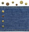 Piece of worn blue denim